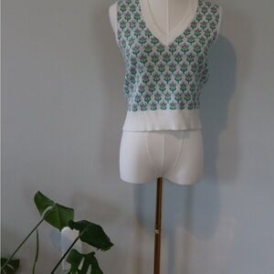 Maeve Green Fitted Crop Tank Top